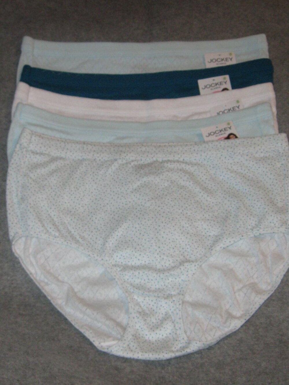 Jockey 5-Pack Elance Breathe Cotton Brief Panty Sz 8 Blue